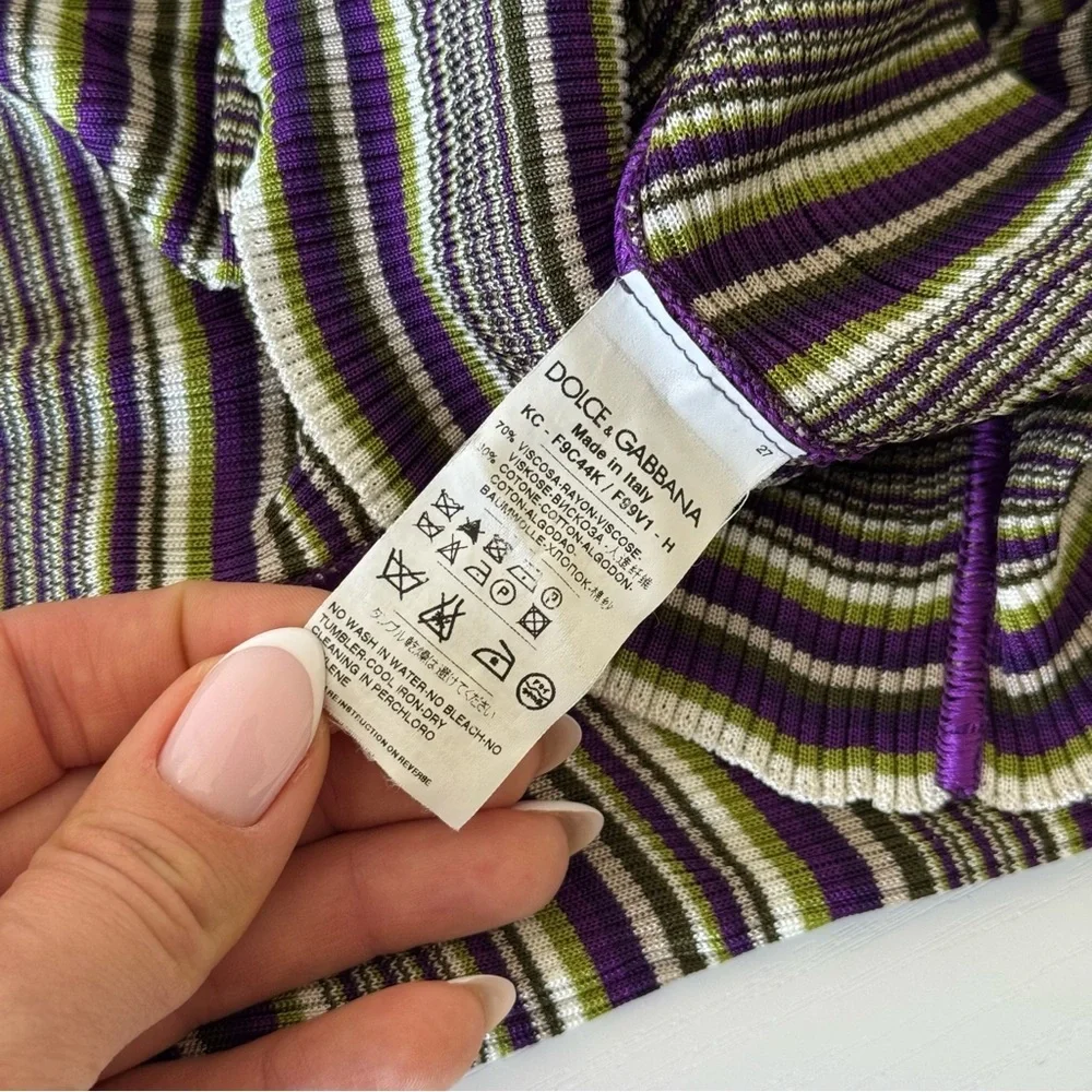 Dolce & Gabbana Striped Long Cardigan with Purple Accents, Size 38 - Picture 7 of 9